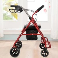 Foldable Shopping Cart with Seat Elderly Wheeled Shopping Stroller Lightweight Mobility Aid Walking Assistant with Handbrake