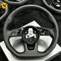 Customized Half Perforated Leather Black Line Flat Bottomed Sports Steering Wheel, For Audi A3 8V A4 A5 B9