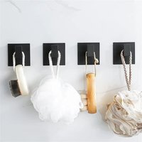 Black Self-Adhesive Wall Hooks Metal Robe Hook Coat Rack Towel Holder for Hanging Keys And Clothes - Bathroom Storage Organizer