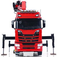 Toy 1/14 RC Tractor Truck 7-way Valves Hydraulic Crane 6x6 Radio Control Lorry Car 3Speed Gearbox Axle Locks Light Sound Machine