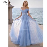 Clara Custom Blue Sweetheart A Line Off the Shoulder Elegant Dresses 2025 Woman Luxury Women's Evening Dresses Women's Ball Gown