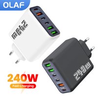 240W 6 Ports 3USB 3Type C Fast Charging Mobile Phone Charger USB C Charger Adapter For iPhone Xiaomi Huawei Samsung EU/US/UK