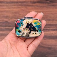 Cute Fat Cat Travel Pill Organizer Pocket Mini Portable Pill Storage Case Small Box For Tablets Container For Medicines