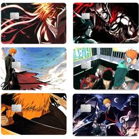 Anime BLEACH Anime Cartoon 4pcs 1Set Skin Stickers Film Tape Case For Big Credit Debit Card Front Side