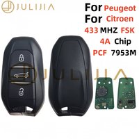 Para peugeot 208 308 3008 508 citroen c4l ds4 ds5 chave remota inteligente do carro 3 botões 433mhz pcf7953 keyless go 4a chip
