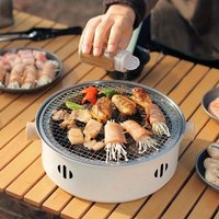 Portable Stainless Steel BBQ Grill Small Tabletop Charcoal Stove with Detachable Cooking Grate for Home Use