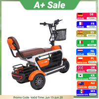 3 Wheel Mobility Scooter 2 Seater With Foldable Handle/Pet Basket For Adult Woman 400W Parent Child Electric Scooter Blue/Orange
