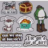 Cute Pet Dogs Enamel Pin Cartoon Animal Brooch Pines Frog Otter Lapel Pins Funny Quotes Metal Badges Clothing Accessories Gifts