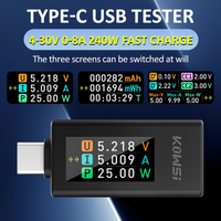 NEW Type-C USB Tester Current Voltage Monitor 240W Fast Charge 4-30V 0-8A Voltage Current Power Meter Ammeter Power Off Storage