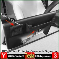 Für Tesla Model Y Juniper Model 3 Highland 2025, Navigationsbildschirmrahmen, Kantenschutz, TPE-Sonnenbrillenetui, Karten-Organizer