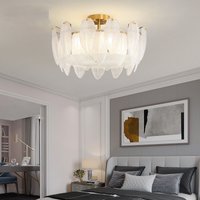 Nordic Cream Style Pendant Lamp Modern Luxurious Feather Glass Creative Ceiling Lamp Modern Living Room Bedroom Lighting Fixture