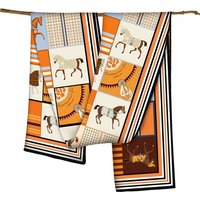 Horse Print Twill Scarf 150CM 40CM Long Shawls Woman Scarves for Neck Hair Accessories Bag Belt Decoration Christmas Gift