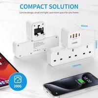 qwaawith 3 UK Sockets, Our Multi Plug Adapter Provides Ample Space to Connect Multiple Devices Simultaneously. Say Goodbye to The Hassle Of Constantly Swapping Chargers And Enjoy The Convenience Of