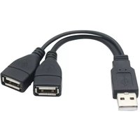 USB 1/2 to 1 male/2 female three head data cable 2-in-1 dual female port car charging extension data cable