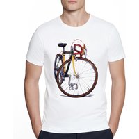 AliExpress NONE Fixed Gear Bicycle Cyclist Painting T-Shirt New Summer Men Short Sleeve Road Bike Sport Lover White Casual