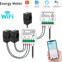 Tuya Smart WiFi Solar Power Energy Meter Bidirectional Current Transformer Clamp App Monitor Export Import Power 100-240V 1/2CH