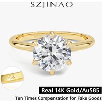 Classic 1CT/2CT/3CT 6 Prong Solitaire Moissanite Ring 100% 14K Gold Au585 Certified Engagement Ring for Women Man Fine jewelry