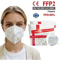 50pcs/20pcs/10pcs FFP2 Folding Mask CE Individually Packaged Mask with Valve for Anti Droplet Filter Headwear Mouth Masks