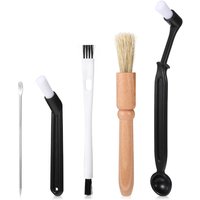 5 Pcs Coffee Grinder Cleaning Brush - Wooden Handle Natural Bristles for Espresso Machine Group Head, Barista Home Kitchen Tool