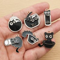 10pcs Cute Cat Charm for Jewelry Making Enamel Necklace Bracelet Earring Pendant Diy Accessories Zinc Alloy Gold Plated