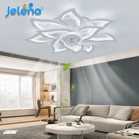 Żyrandol LED z wentylatorem Jelena, nowoczesny inteligentny wentylator sufitowy z oświetleniem, pilotem i aplikacją, energooszczędna lampa sufitowa LE