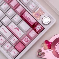 Sakura Mount Fuji Keycaps Shimmer Paint PBT Keycaps Cherry Profile Dye-Sub Keycap Custom Pink Key Cap For MX Mechanical Keyboard
