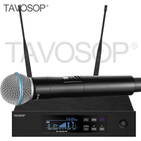 TAVOSOP Professional QLXD4 UHF Wireless Microphone System with karaoke DJ Handheld vocal Dynamic Microphone for Recording Stag