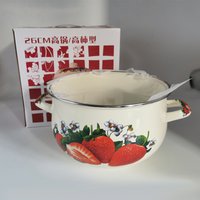 26cm Enameled Strawberry Stock Pot with Lid Multifunction Stew Cookware