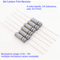 200pcs 3W Carbon Film Resistor Kit 0.1R-1M ohm 5% Tolerance 1R 22R 100R 1K 10K 100K 1M Assortment
