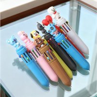 5Pcs Cartoon Doll Ten-color Pen, Student Multi-functional Multi-color in One Pressing Ballpoint Pen, Writing Pen, Cute Styling