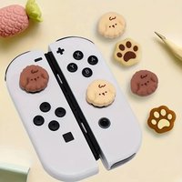 4pcs Cute Dog Paw Thumb Grip Cap Compatible with Nintendo Switch/OLED/Lite Soft Silicone Joystick Covers Non-Slip Comfort Design