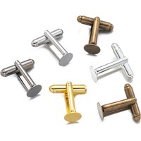10Pcs Mens 6-12mm Flat Round Settings Cuff Links Blank Shirt Cufflinks Tray For DIY Jewelry Findings Making Clothes Accessories