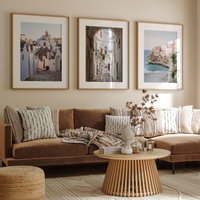 Puglia Italy Canvas Wall Art,Chic Mediterranean Landscape Poster Prints,Italian Wall Art for Living Room Bedroom Home Decor Gift