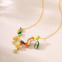 Fashionable and exquisite painted dripping glaze squirrel nut flower pendant necklace high-end niche light luxury clavicle chain