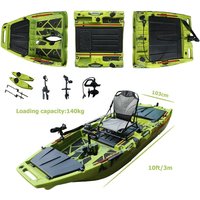 10ft Fin Propeller Pedal Drive Kayak Modular Single Seat Motorized Detachable Canoe Fishing Kajak with Livewell Electric Motor