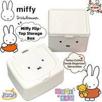 Miffy Cartoon Cute Kawaii Flip-Top Storage Box Creative Anime Two-Dimensional Merchandise Note and Cotton Swab Storage Ornament