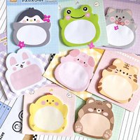 New 8 Pack Korean Ins Cartoon Animal Irregular Sticky Notes Cute Colorful Self-Adhesive Memo Pad Creative Shaped Note Paper Scho