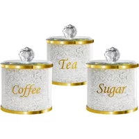 Sparkle Glass Crushed Diamonds Canister for Sugar Coffee Tea Decorative Storage Jar with Lids for Kitchen Counter Dining Room