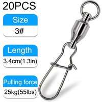 20PCS Swivel Snap Connector Pin Ball Bearing Rolling Ring Buckle Kit Pesca Lure Line Connect Cross Lock Fishing Tools