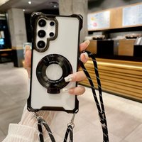 Four Corner Strap Case For Samsung Galaxy S24 Ultra S26 S22 S25 FE S23 Plus A17 Magnetic Magsafe Stand Crossbody Lanyard Cover