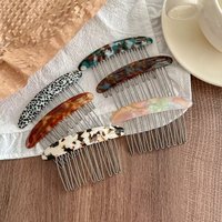 Retro-style multi-colored non-slip acetate fiber hairbrush with side clips for bangs - suitable for updos and everyday hairstyle
