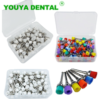 100pcs/Box Dental Nylon Polishing Brush Prophylaxis Brushes Colored Bowl Latch Type Polisher Brush Head Teeth Whitening Tools