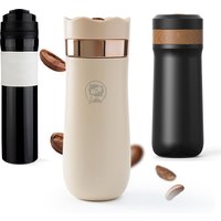 Portable French Press Pot 320ml Travel Coffee Maker Stainless Steel Double-walled Coffee Tea Bottle & Plastic Coffee Pot