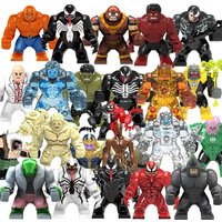 Blind Box Mini Building Blocks X654 Figures Big Goblin Spiderman Iron Man Venom Captain Hawk Deadpool Armor Christmas Gift Toy