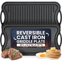 LMETJMA Reversible Cast Iron Grill Griddle Pan ectangular Cast Iron Griddle Dual-Sided Griddle Double Burner Cookware