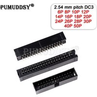 2.54 MM Pitch DC3 Through Hole 6 8 10 12 14 16 20 26 30 34 40 50 Pin Straight Male Shrouded PCB IDC Socket Box Header JTAG 10PCS