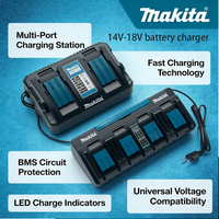 Original Makita DC18RD Dual Port 6A Quick Charger Replacement ,Makita 18V BL1830 BL1840 BL1850 BL1415 14.4V-18V Li-ion Battery