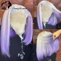 13x4 Short Bob Wig Lace Front Human Hair Wigs Grey Pink 60 Purple Blue Green Yellow Colored Straight Lace Front Wig For Women