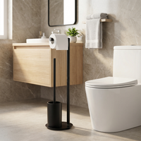 Freestanding Toilet Paper Holder – Multi-Functional Floor Standing Tissue Rack with Toilet Brush Holder for Bathroom