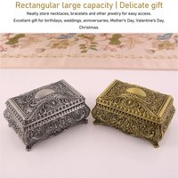 Alloy Jewelry Box Metal Jewelry Box Rectangular Trinket Storage Box Vintage Jewelry Box for Women Girls Birthday Christmas